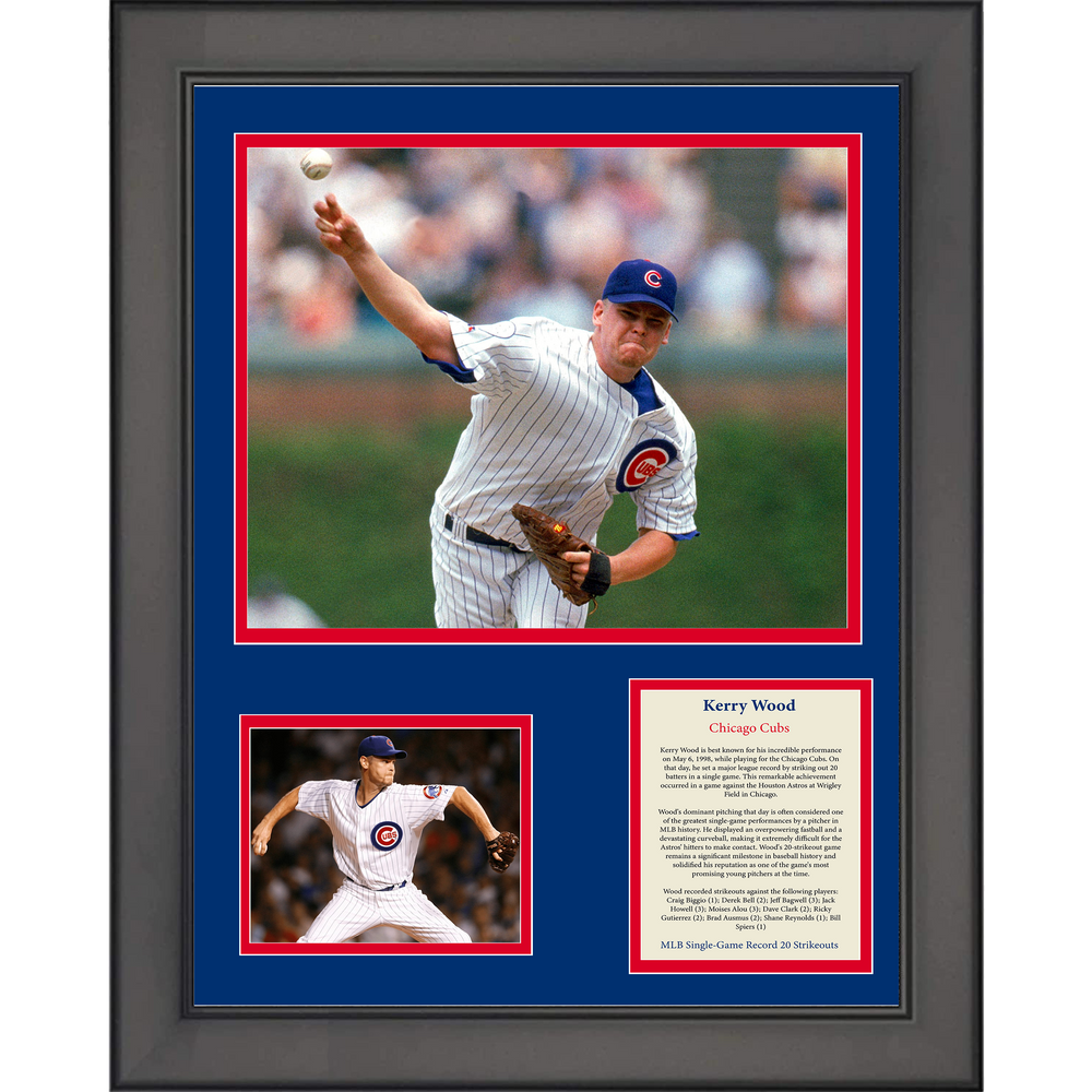 Framed Kerry Wood MLB Single-Game Record 20 Strikeouts Chicago Cubs Baseball 11"x14" Three Photo Collage (ONLINE ORDER ONLY)