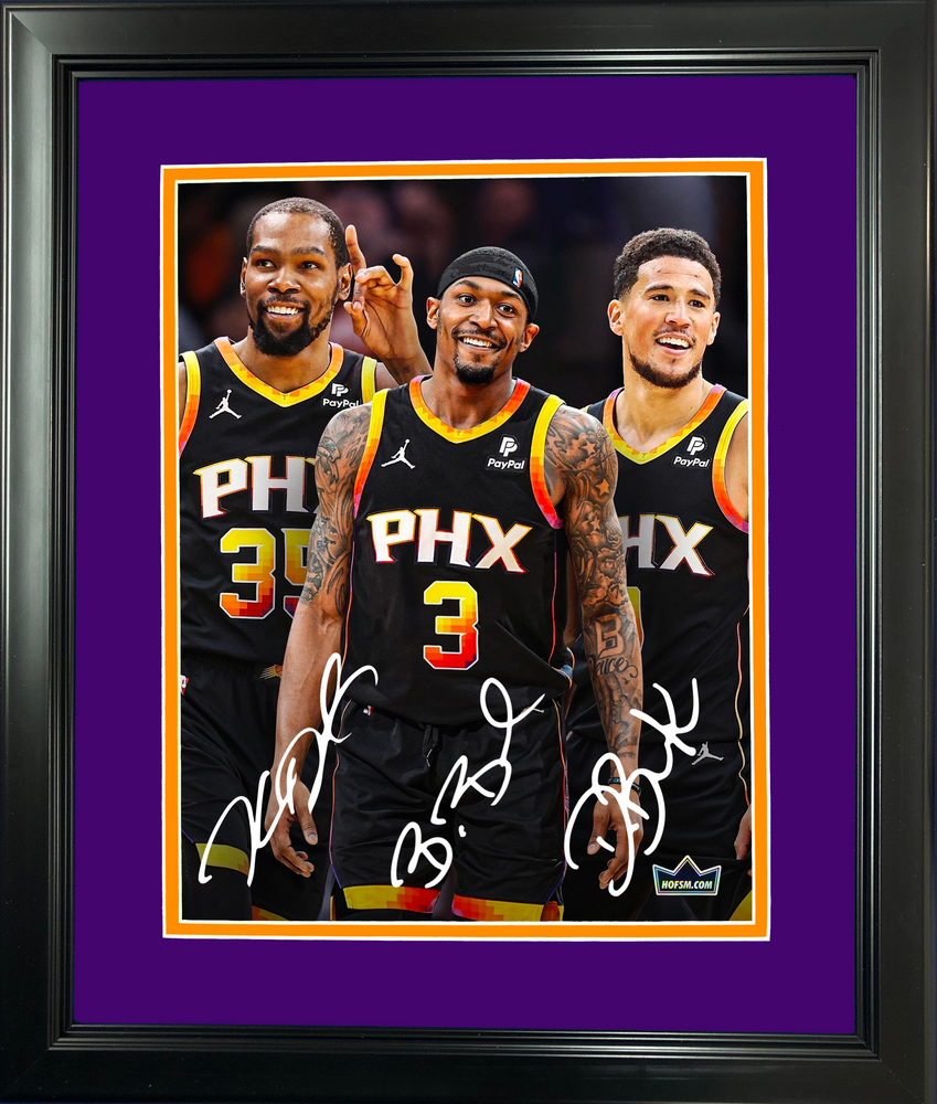 Framed Kevin Durant Devin Booker Bradley Beal Phoenix Suns Facsimile Laser Engraved Signature Auto 11"x14" Basketball Photo HOFSM Holo (ONLINE ORDER ONLY)