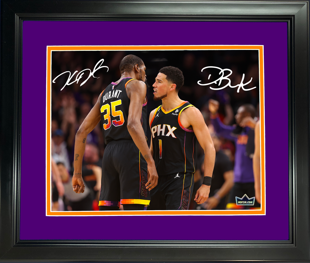 Framed Devin Booker & Kevin Durant Dual Facsimile Laser Engraved Signature Auto 11"x14" Basketball Photo HOFSM Holo (ONLINE ORDER ONLY)