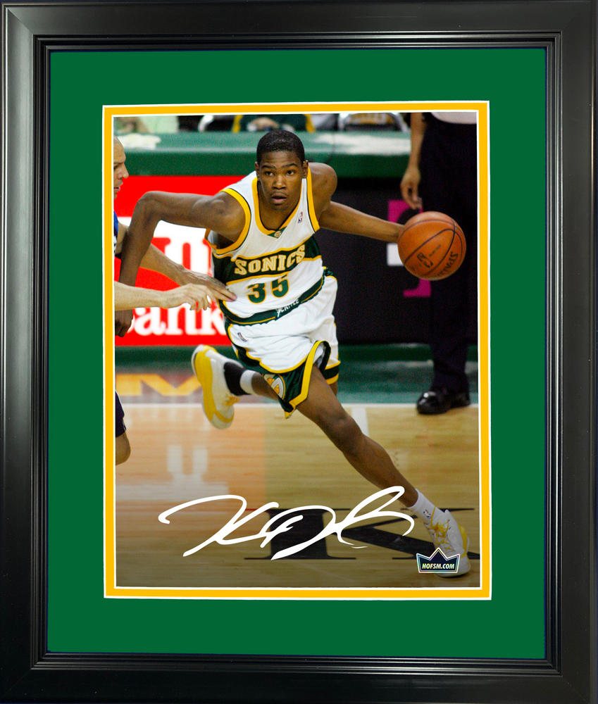 Framed Kevin Durant Facsimile Laser Engraved Signature Auto Seattle Supersonics 11"x14" Basketball Photo HOFSM Holo (ONLINE ORDER ONLY)