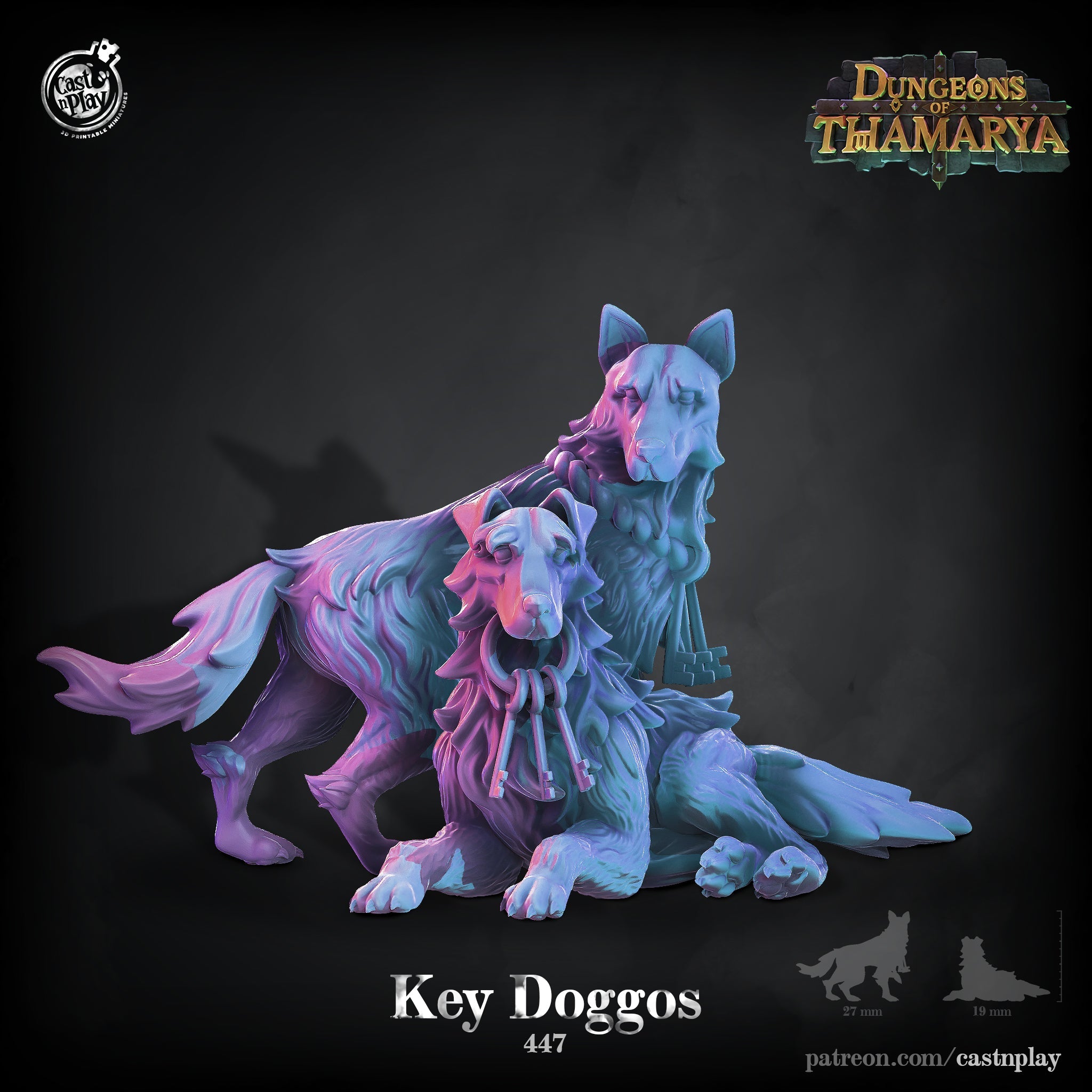 3D Printed Cast n Play Key Doggos Dungeons of Thamarya Set 28mm 32mm D&D (Online Only)