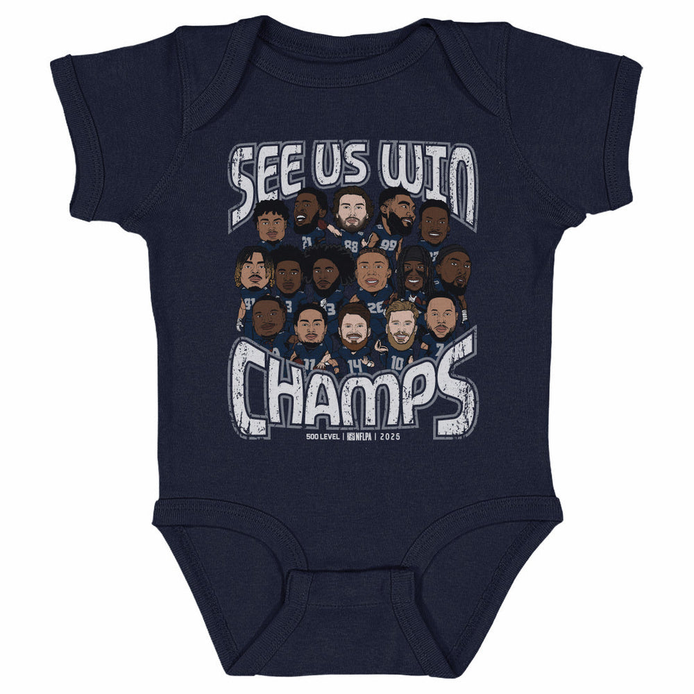 Seattle Football 2025 Champs Cartoon WHT (ONLINE ORDER ONLY)