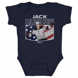 Jack Hughes New Jersey American Flag WHT