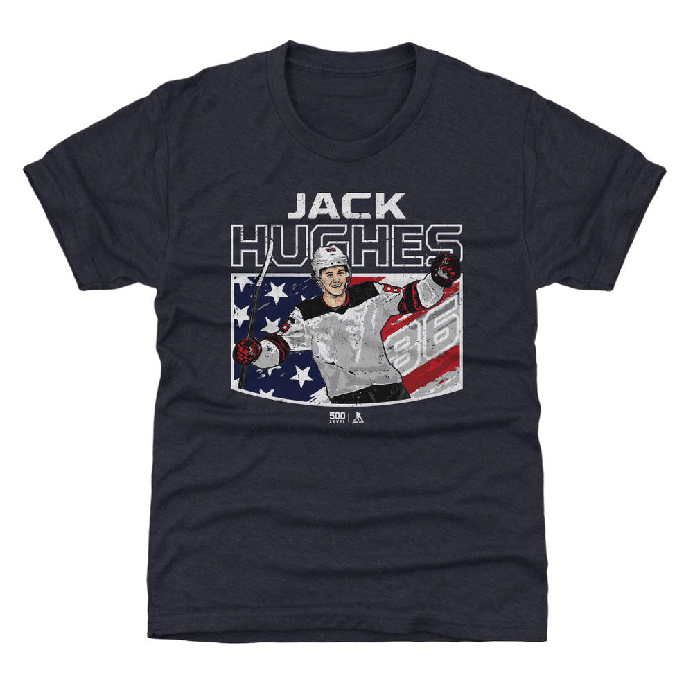 Jack Hughes New Jersey American Flag WHT