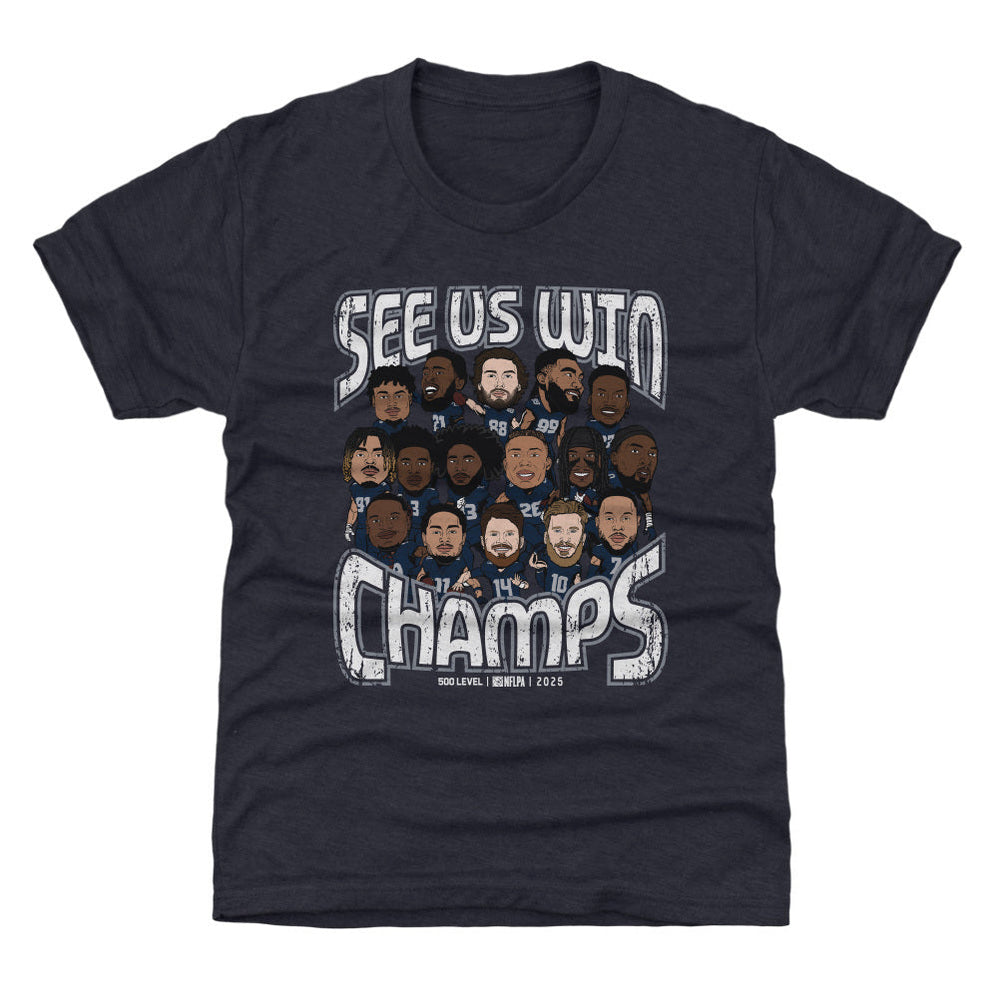 Seattle Football 2025 Champs Cartoon WHT (ONLINE ORDER ONLY)