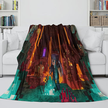 Kids Room Game Minecraft Blanket Flannel Pattern Throw (ONLINE ORDER ONLY)