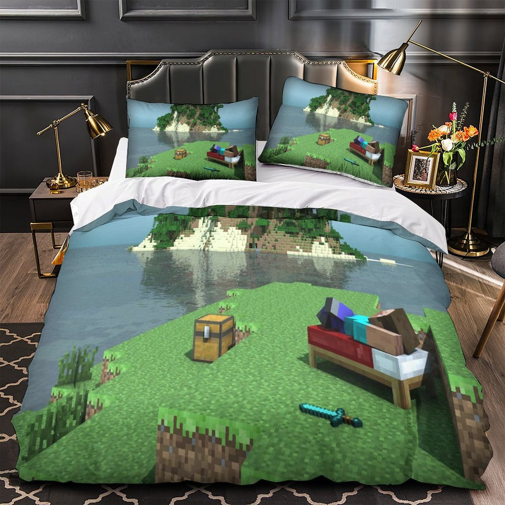 Kids bed Minecraft Bedding Set Pattern Quilt Duvet Cover Without Filler (Online Order Only)