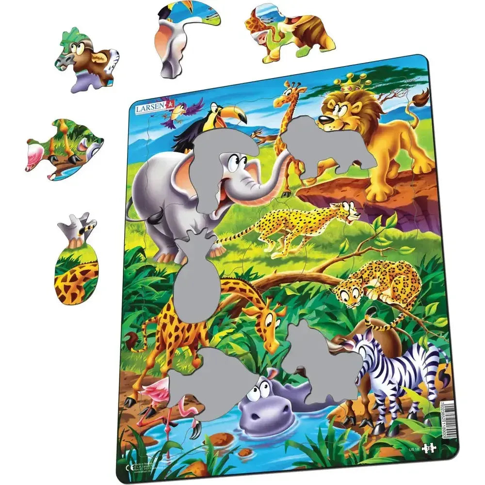 King Lion Watching the Savannah Wildlife 18 Piece Tray Jigsaw Puzzle Larsen