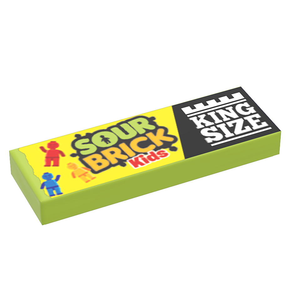 Sour Brick Kids Candy (King Size) - B3 Customs Printed 1x3 Tile made using LEGO parts (Online Order Only)