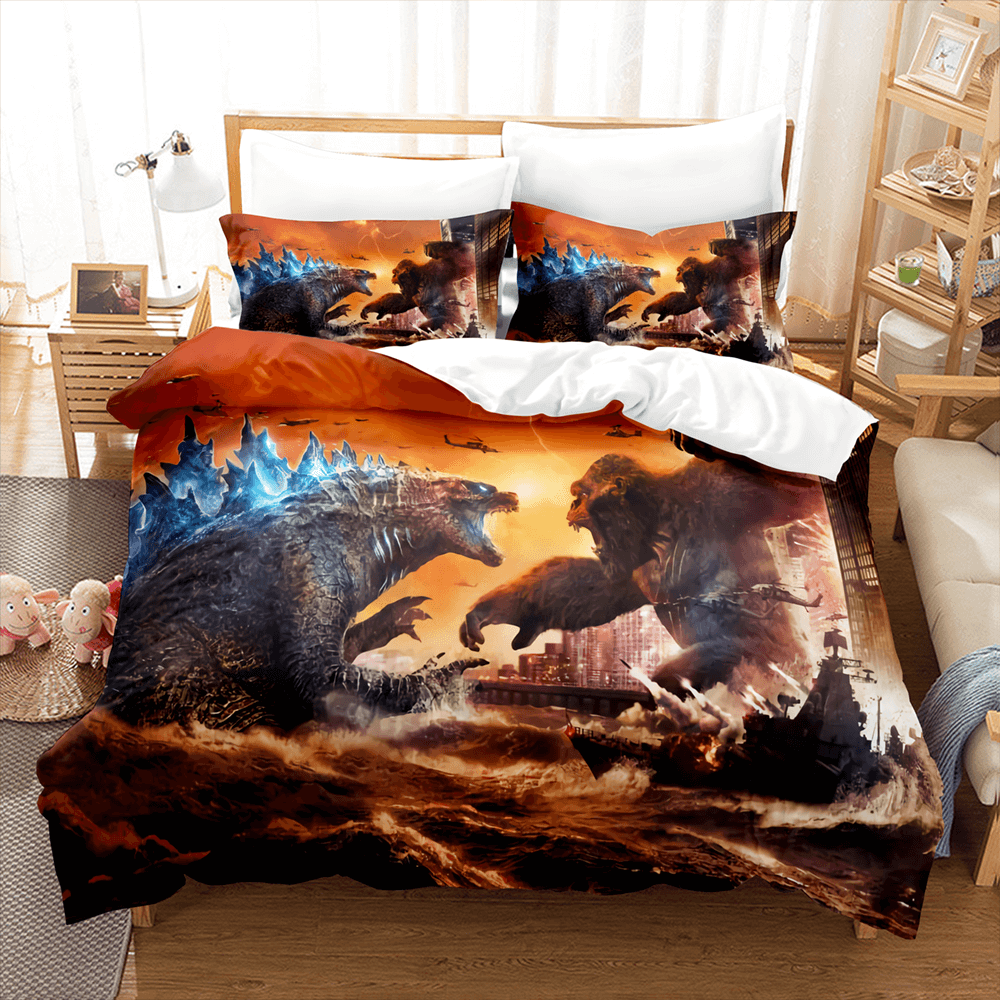 King Kong vs Godzilla Pattern Bedding Set Quilt Covers (Online Order Only)