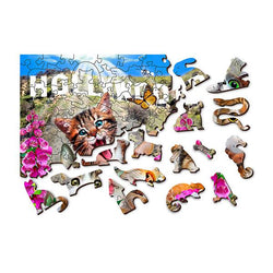 Kittens in Hollywood 200 Piece Wood Jigsaw Puzzle Wooden City (ONLINE ORDER ONLY)