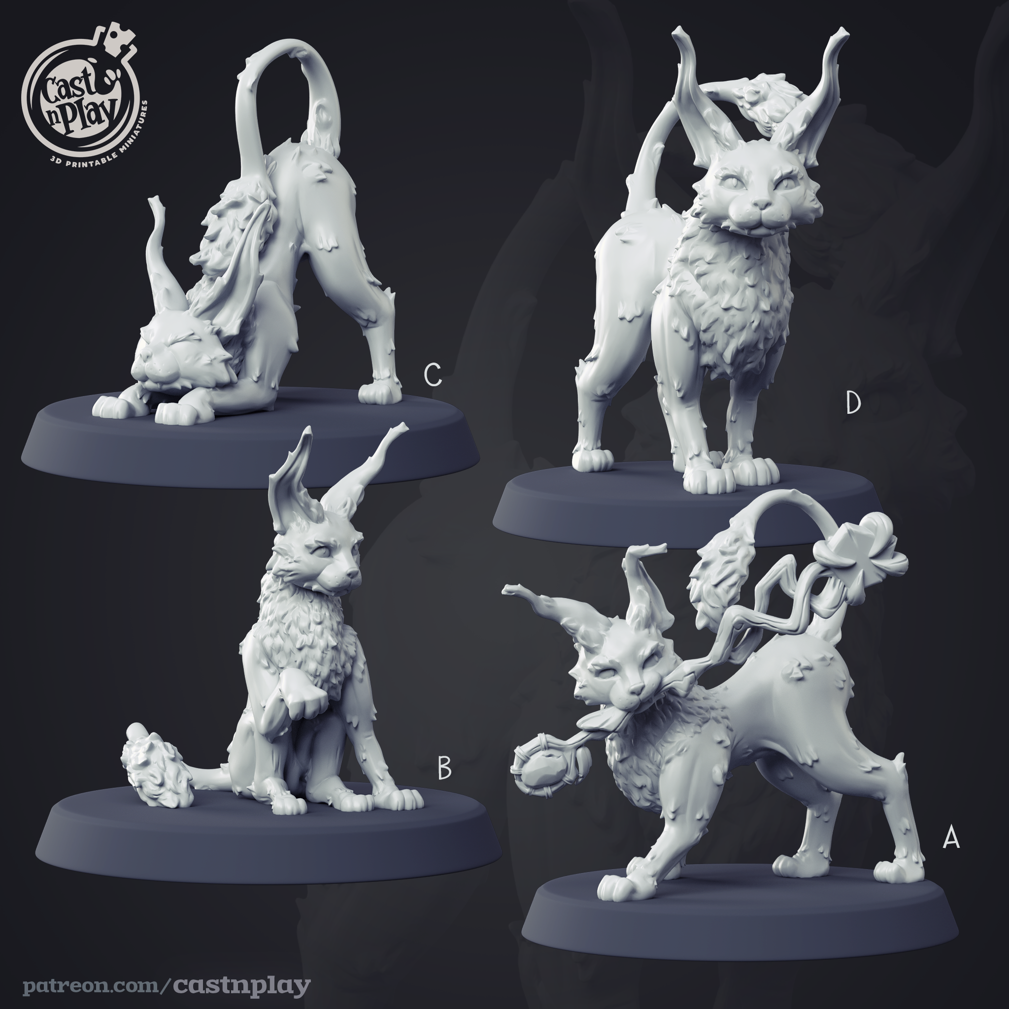 3D Printed Cast n Play Kneazle Wizards Guild Set 28mm 32mm D&D (Online Only)