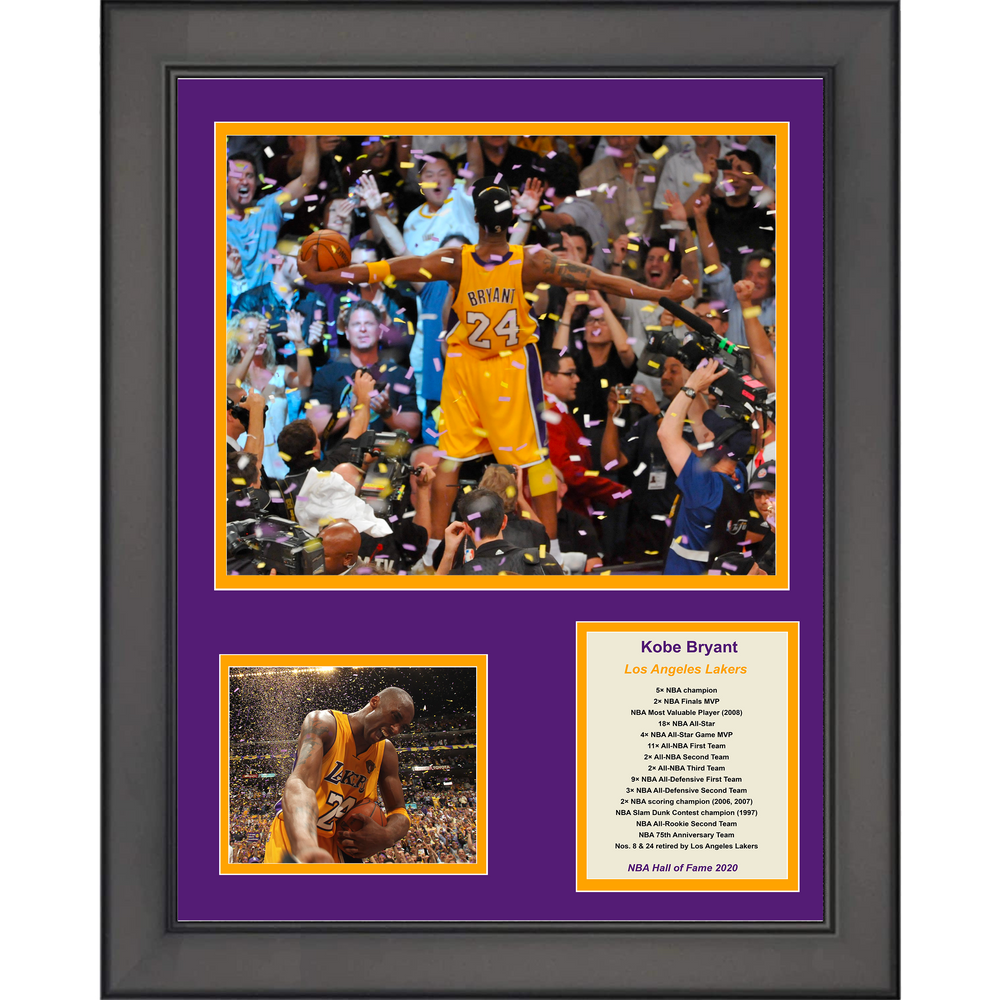 Framed Kobe Bryant Hall of Fame Los Angeles Lakers Basketball 11"x14" Three Photo Collage (ONLINE ORDER ONLY)