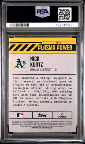 Graded 2024 Topps Bowman Draft Nick Kurtz #PP2 Plasma Power Rookie RC Baseball Card PSA 10 Gem Mint (ONLINE ORDER ONLY)