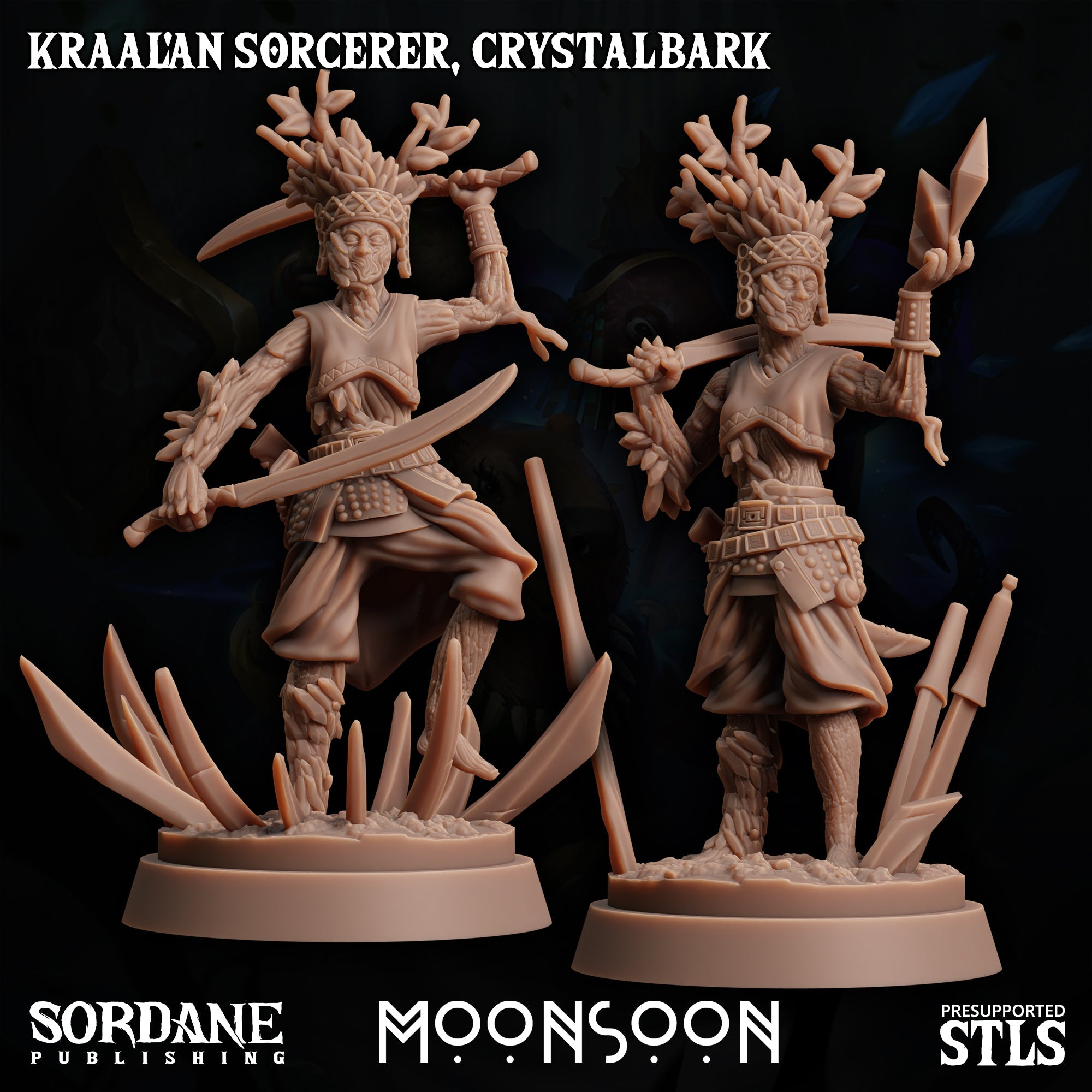 3D Printed Sordane Publishing Kraal'an Sorcerer Crystalbark Moonsoon 28 32mm D&D (Online Only)