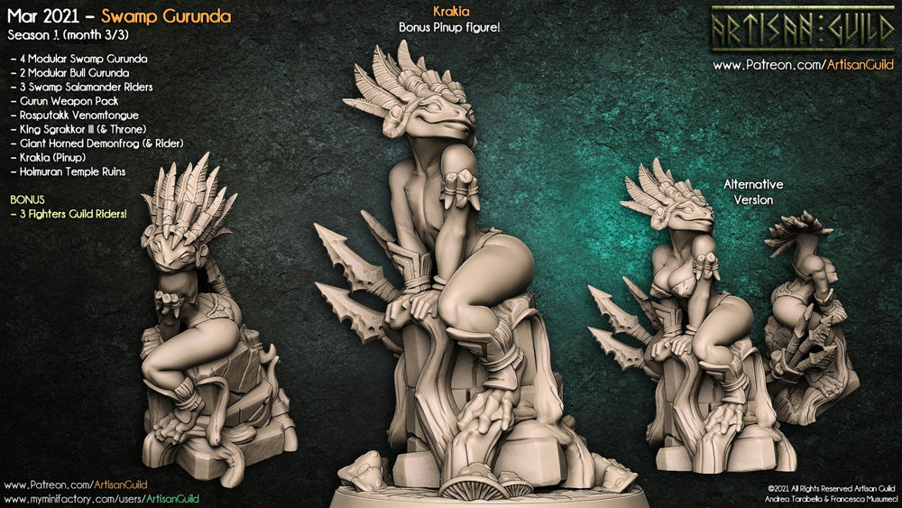 3D Printed Artisan Guild Krakia-Gurun Pinup Swamp Gurunda 28mm 32mm (Online Only)