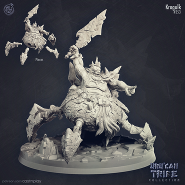 3D Printed Cast n Play Uru Can Tribe - Krogulk The Goblin King 28mm 32mm D&D (Online Only)