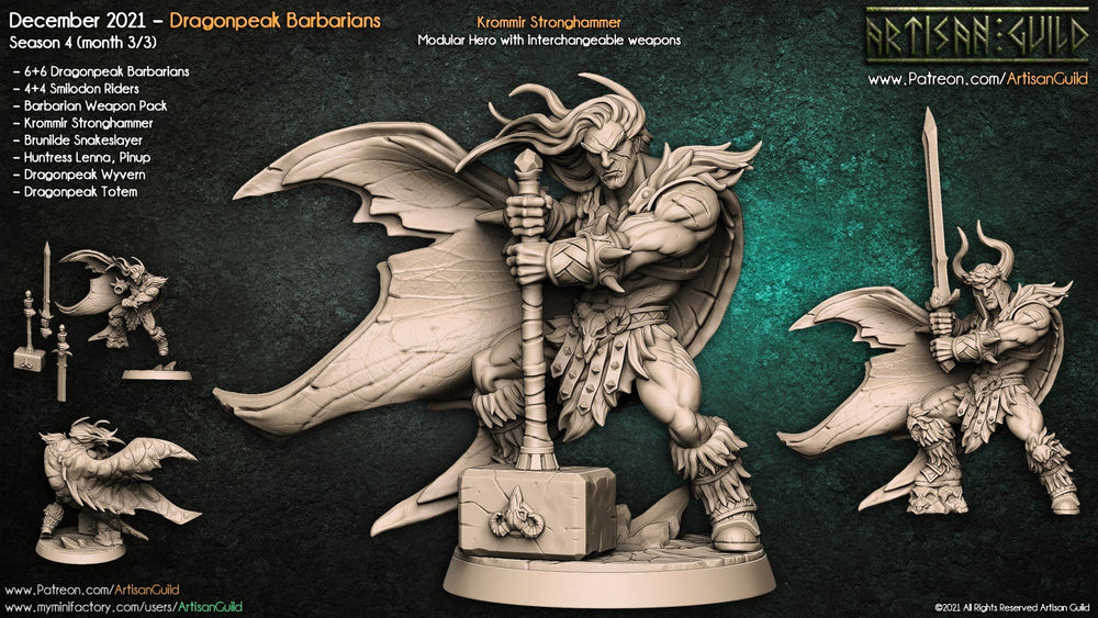 3D Printed Artisan Guild Krommir Stronghammer Dragonpeak Barbarians 28mm 32mm (Online Only)