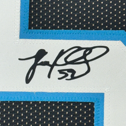 Framed Facsimile Autographed Luke Kuechly 35x39 Carolina Black Reprint Laser Auto Football Jersey (ONLINE ORDER ONLY)