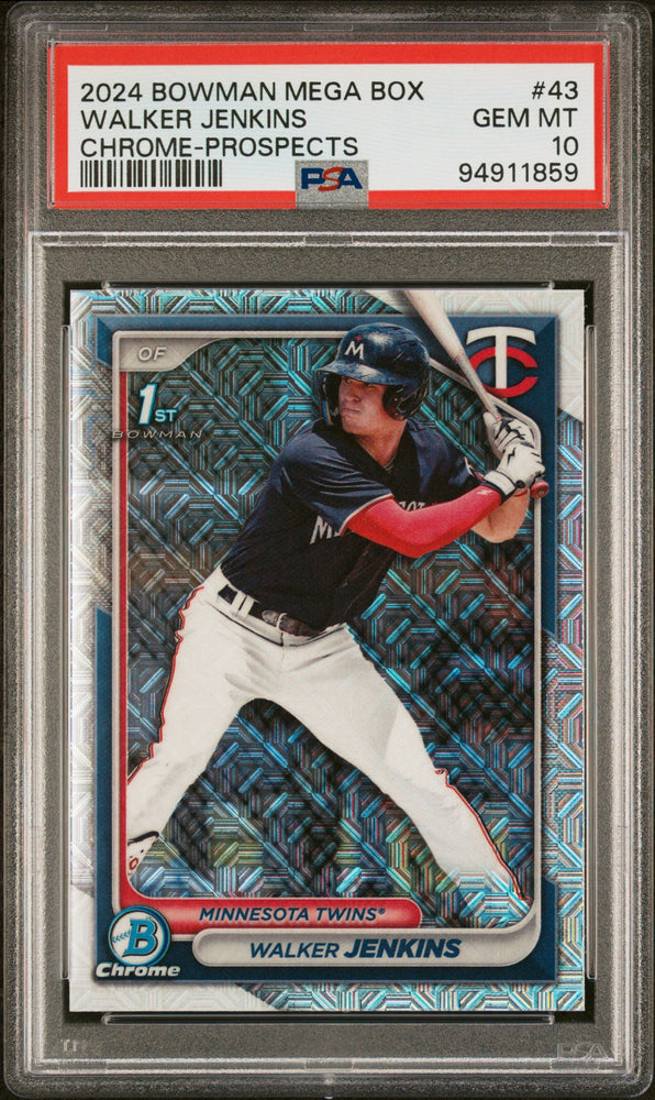Graded 2024 Topps Bowman Mega Box Walker Jenkins #43 Rookie RC Baseball Card PSA 10 Gem Mint (ONLINE ORDER ONLY)