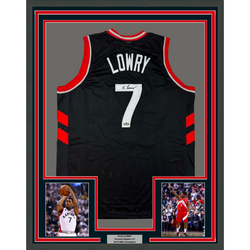 Framed Facsimile Autographed Kyle Lowry 35x39 Toronto Black Reprint Laser Auto Basketball Jersey (ONLINE ORDER ONLY)
