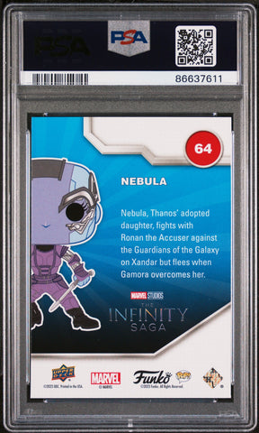 2023 UPPER DECK FUNKO POP MARVEL  NEBULA  #64  PSA 10 (Online Order Only)
