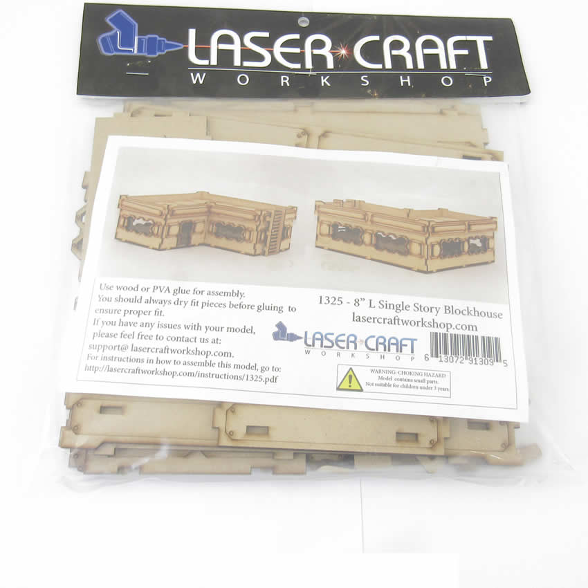 LCW1325 8in L Single Story Blockhouse 28mm Scale Miniature Terrain Laser Craft (ONLINE ORDER ONLY)