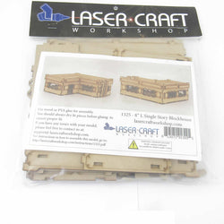 LCW1325 8in L Single Story Blockhouse 28mm Scale Miniature Terrain Laser Craft (ONLINE ORDER ONLY)