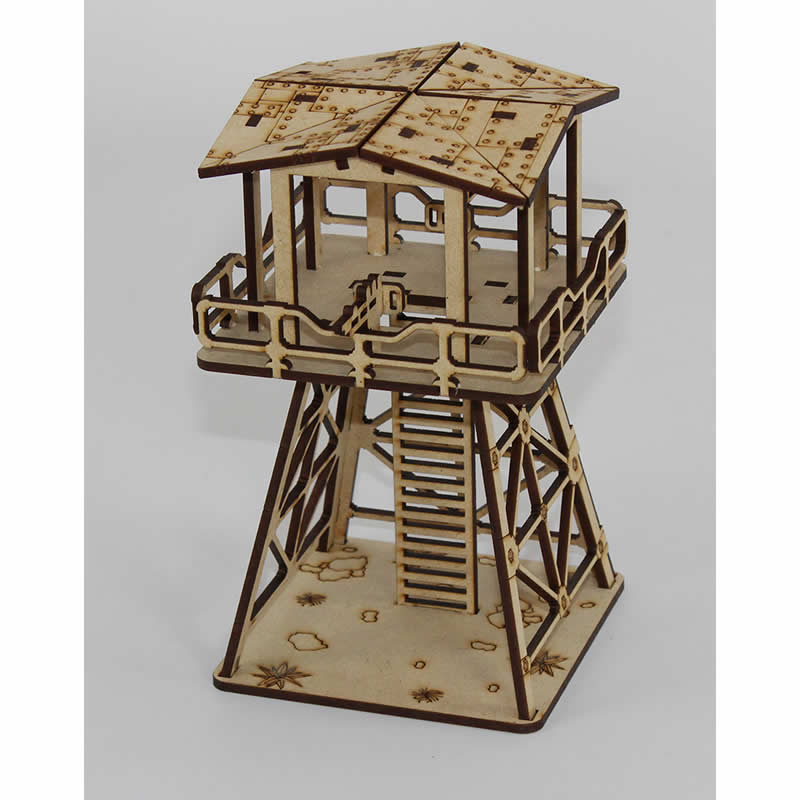 LCW1336 Elevated Gun Nest Building 28mm Scale Miniature Terrain Laser Craft (ONLINE ORDER ONLY)