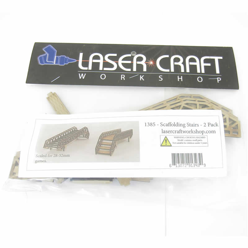 LCW1385 Scaffolding Stairs Pack of 2 28mm Scale Miniature Terrain Laser Craft (ONLINE ORDER ONLY)