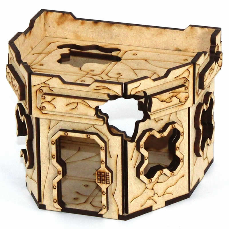 LCW1420 4 X 4 In Ruined Hex Hab 28mm Scale Miniature Terrain Laser Craft (ONLINE ORDER ONLY)