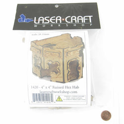 LCW1420 4 X 4 In Ruined Hex Hab 28mm Scale Miniature Terrain Laser Craft (ONLINE ORDER ONLY)