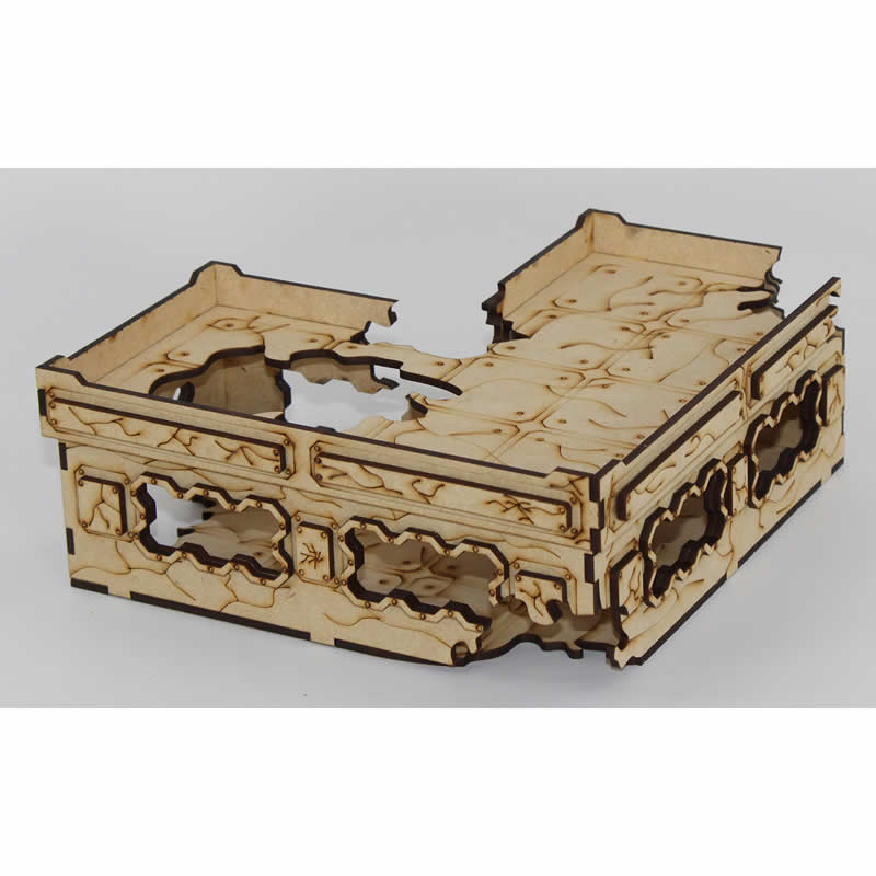 LCW1425 L-Shaped 8 Inch Ruined Blockhouse Building 28mm Scale Miniature Terrain (ONLINE ORDER ONLY)
