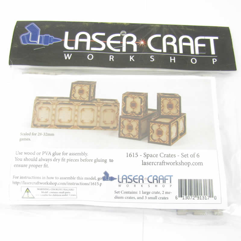 LCW1615 Battlefield Space Crates Set of 6 28mm Scale Miniature Terrain (ONLINE ORDER ONLY)