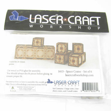 LCW1615 Battlefield Space Crates Set of 6 28mm Scale Miniature Terrain (ONLINE ORDER ONLY)