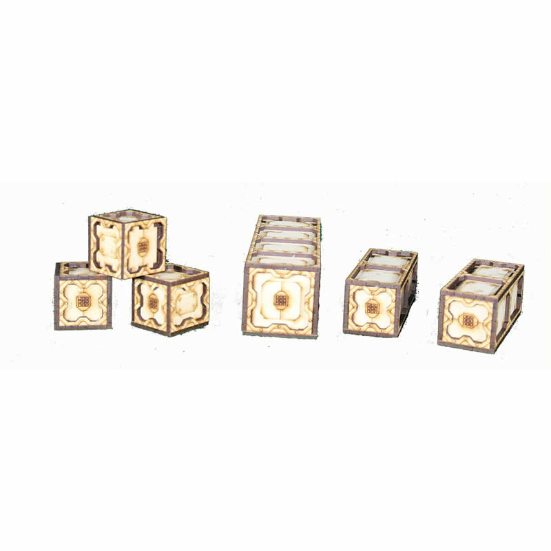 LCW1615 Battlefield Space Crates Set of 6 28mm Scale Miniature Terrain (ONLINE ORDER ONLY)