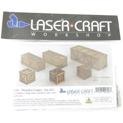 LCW1620 Wooden Assorted Crates Set Of 6 28mm Scale Miniature Terrain (ONLINE ORDER ONLY)