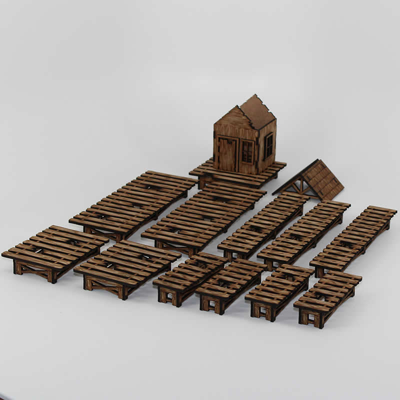 LCW2205 Bayou Wharf And Dock House 28mm MiniatureTerrain Laser Craft (ONLINE ORDER ONLY)