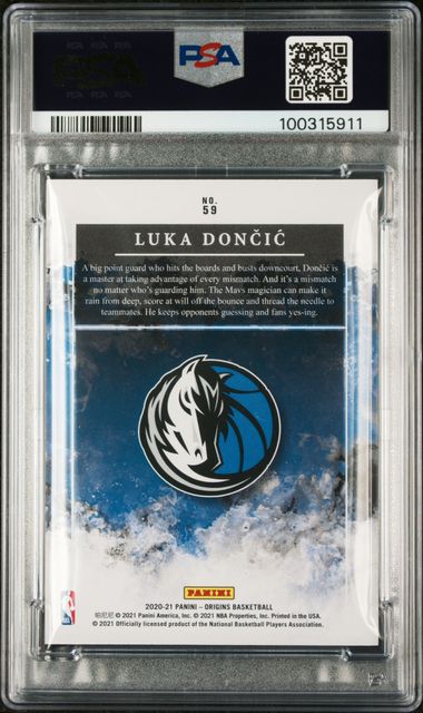 Graded 2020 Panini Origins Luka Doncic #59 Blue /99 Basketball Card PSA 10 Gem Mint (ONLINE ORDER ONLY)