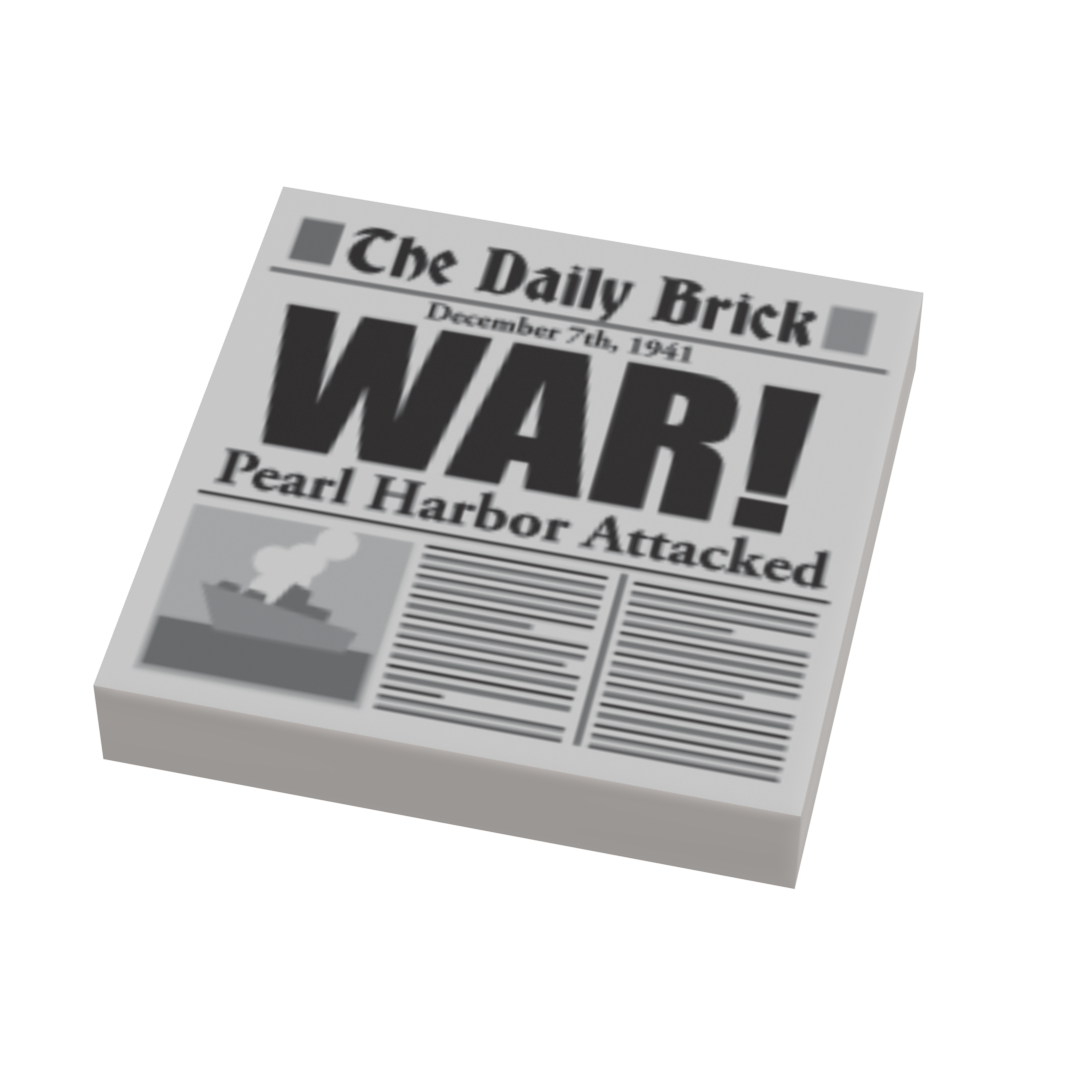 Pearl Harbor Attack WW2 Newspaper (2x2 Tile) made using LEGO part (Online Order Only)