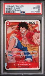 2022 ONE PIECE JAPANESE ROMANCE DAWN MONKEY D. LUFFY #24 - PSA GEM MT 10 (Online Order Only)