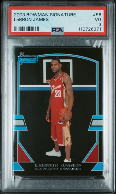 Graded 2003 Bowman Signature LeBron James #56 /1250 Rookie RC Basketball Card PSA 3 (ONLINE ORDER ONLY)