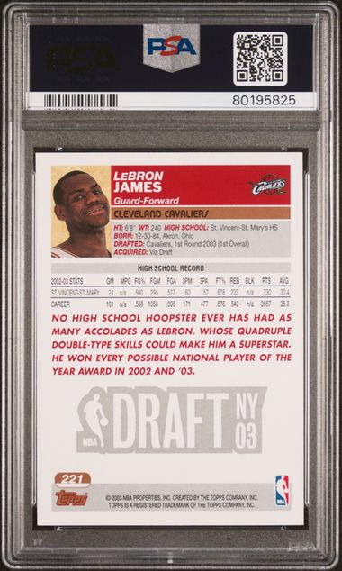 Graded 2003 Topps LeBron James #221 Rookie RC Basketball Card PSA 8 NM-MT (ONLINE ORDER ONLY)