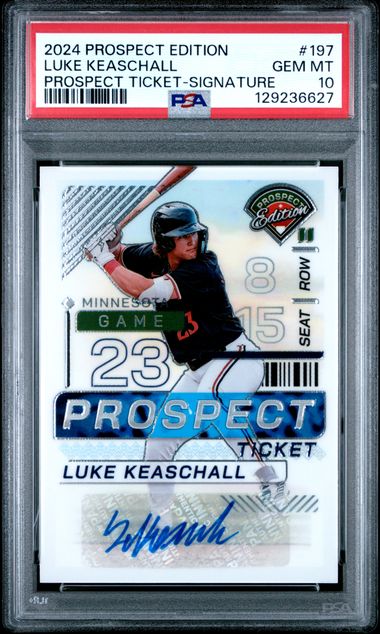 Graded 2024 Prospect Edition Luke Keaschall #197 Prospect Ticket Signature Auto Rookie RC Baseball Card PSA 10 Gem Mint