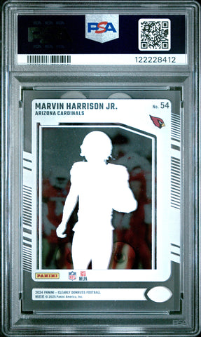 Graded 2024 Panini Clearly Donruss Marvin Harrison Jr #54 Rookie RC Football Card PSA 9 Mint (ONLINE ORDER ONLY)
