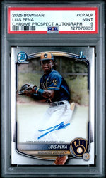 Graded 2025 Topps Bowman Luis Pena #CPALP Chrome Prospects Autograph Rookie RC Baseball Card PSA 9 Mint (ONLINE ORDER ONLY)