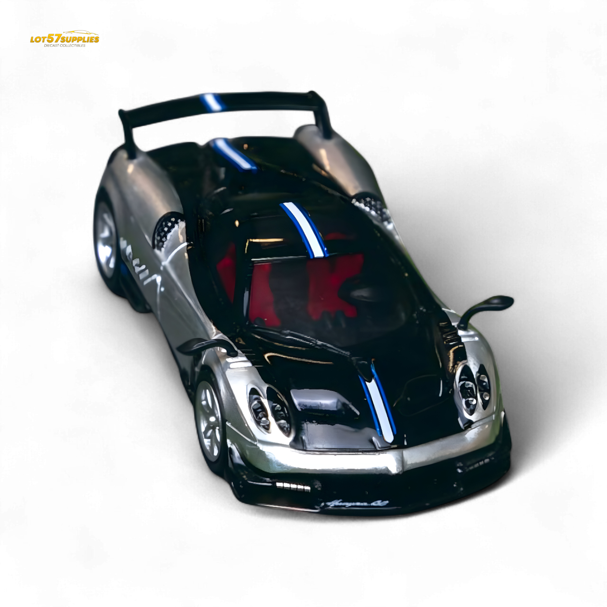 Tarmac Works Global64 Pagani Huayra BC Grigio Mercurio 2-Tone Silver/Blk 1:64 (ONLINE ORDER ONLY)