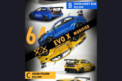 Error404 Model Mitsubishi Evolution X Varis Widebody in Candy Blue OR Yellow 1:64 Each Limited to 299 Pcs (ONLINE ORDER ONLY)