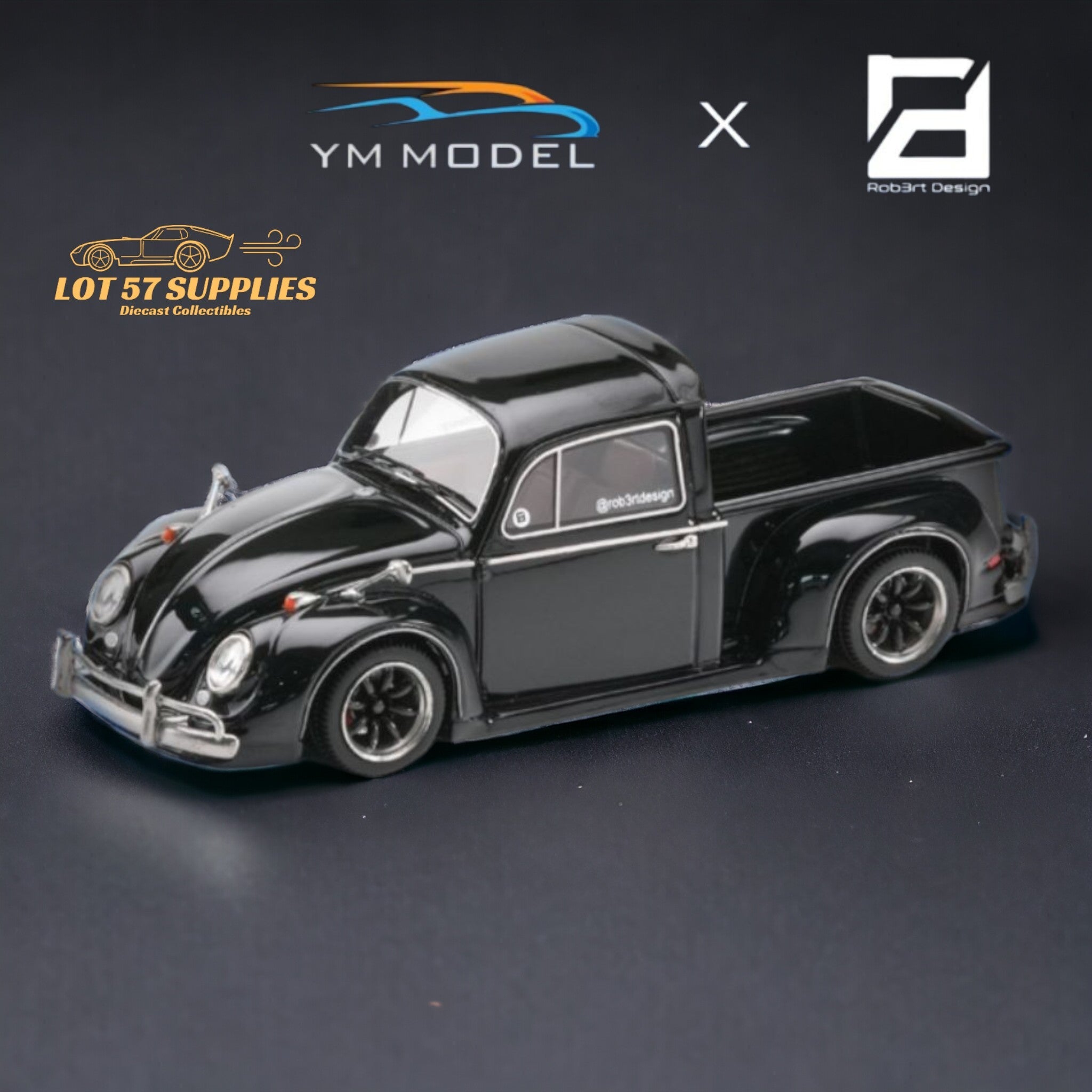 YM Model X Robert Design Volkswagen Beetle Pickup Truck FUSCUP in Black 1:64 Limited to 499 Pcs (ONLINE ORDER ONLY)