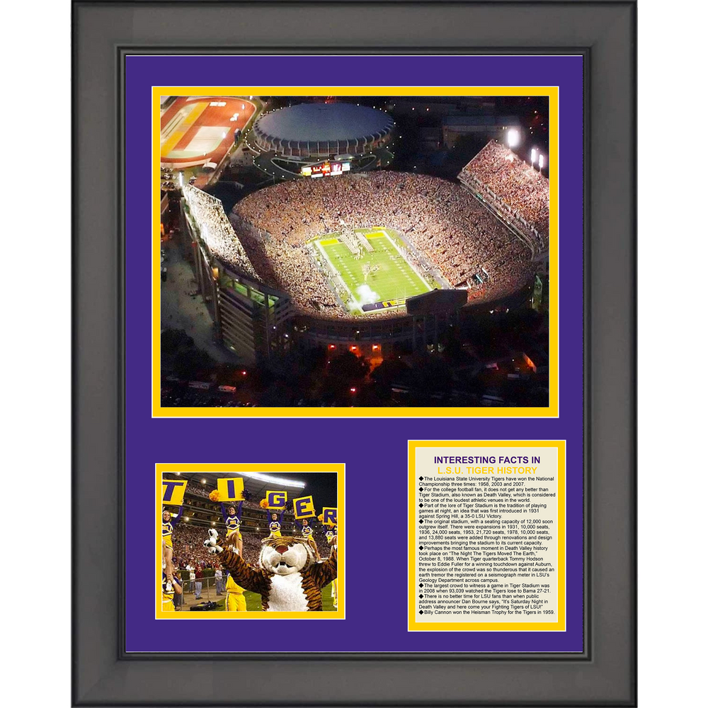 Framed LSU Tigers Stadium & Team History 11"x14" College Football Three Photo Collage (ONLINE ORDER ONLY)